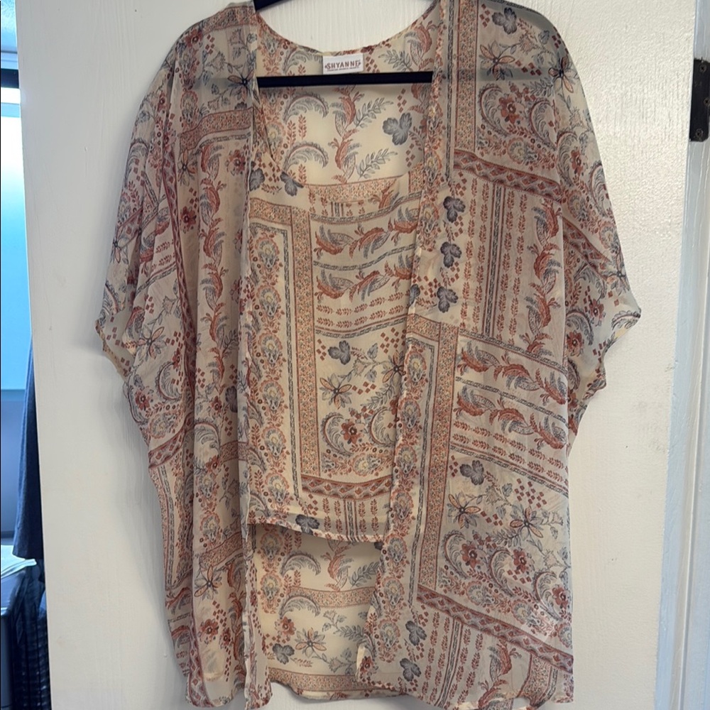 Catherines Tan and Brown Boxy Blouse